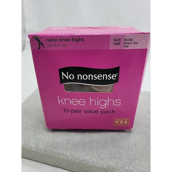 NO NONSENSE 10 Pair Knee Highs Comfort Top Pantyhose One Size Nude Sheer Toe NEW - Picture 3 of 10